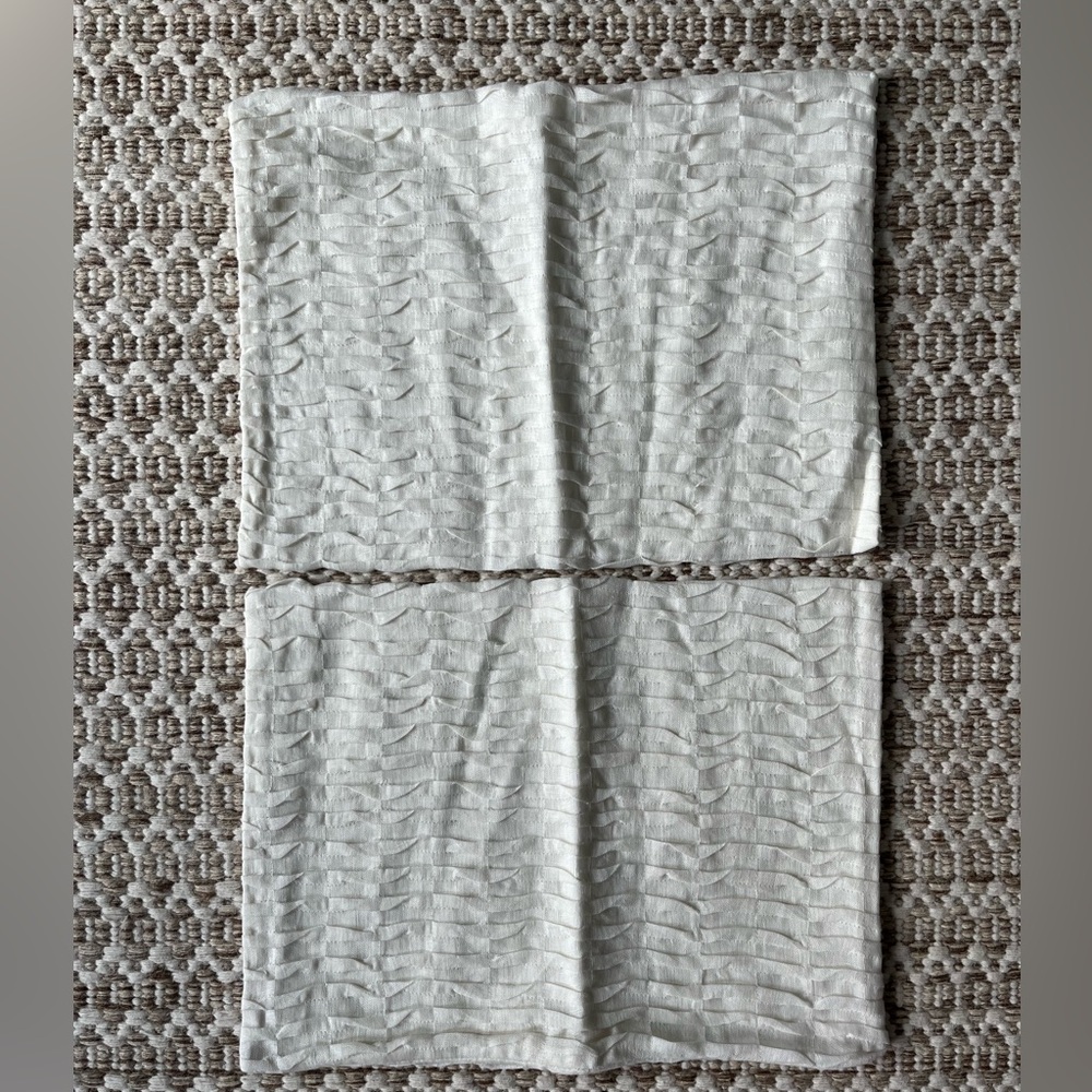 2 Custom White Textured Designer Fabric Pillows